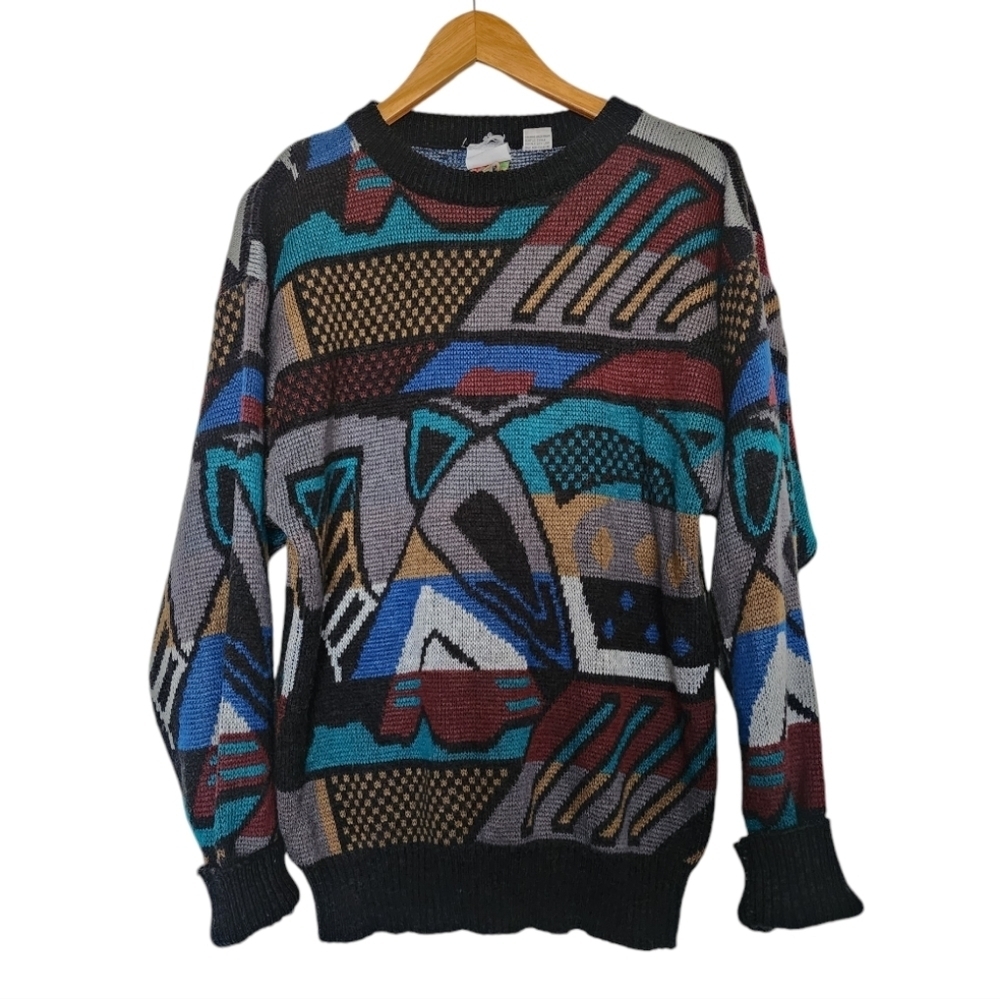 Vintage abstract cosby knit sweater
